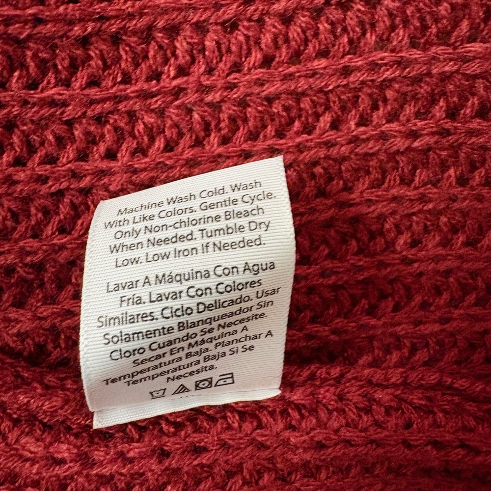 Time and Tru Burgundy Fringe Cardigan - Picture 8 of 8